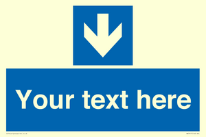 Custom Directional signage blue down arrow 